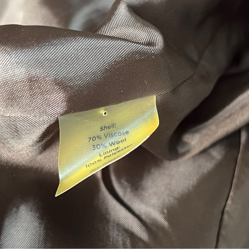 Talbots Classic Fit Houndstooth Blazer Jacket Size 12 Brown Green Wool Blend - Picture 8 of 11